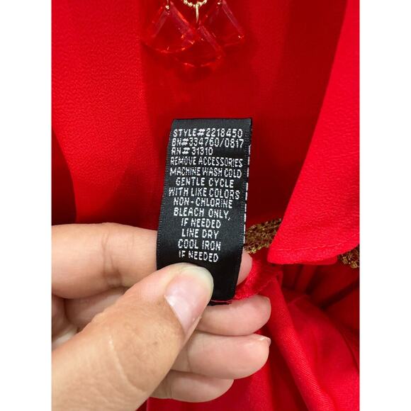 Amy Byer Girls Red Fit & Flare Dress Size 8 Sleeveless Gold Trim Necklace Accent - Picture 8 of 9